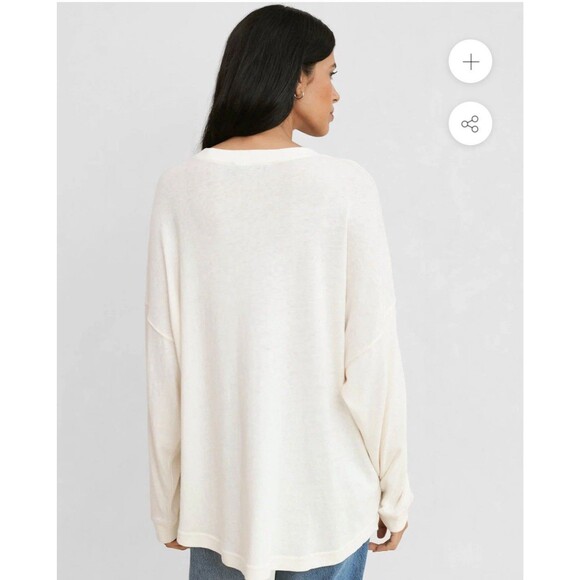 Jenni Kayne Long Sleeve Oversized Cotton Sweater Tee Size XS Ivory Boyfriend - Picture 3 of 12